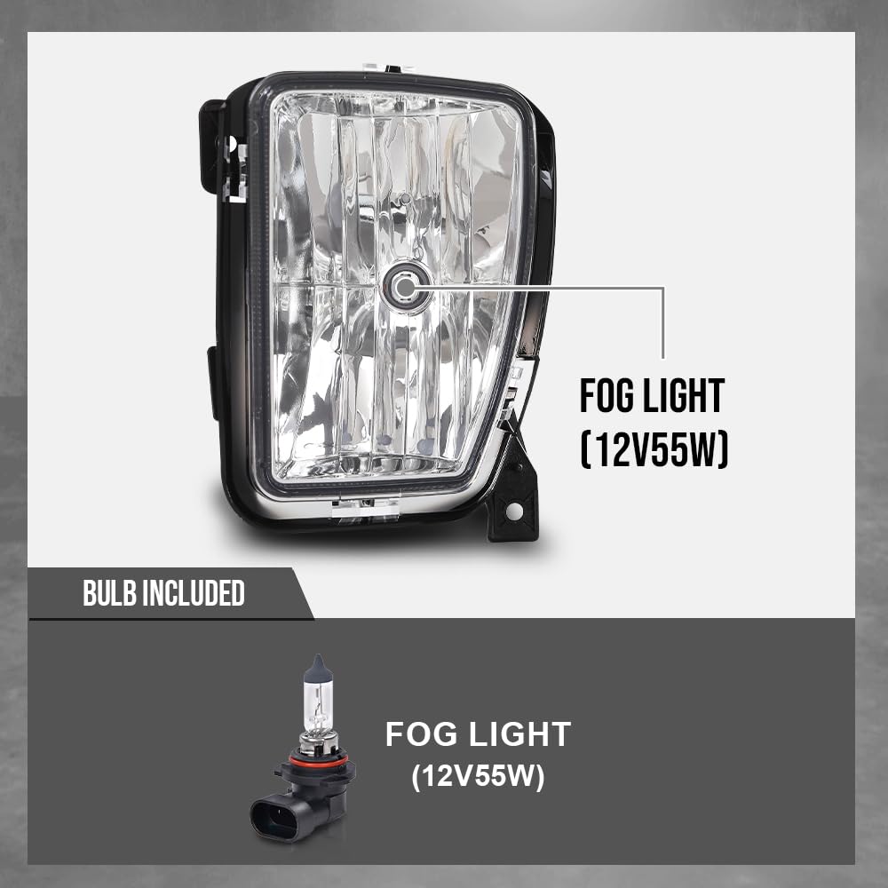 G-PLUS Fog Light Compatible With Dodge Ram 1500 Pickup 2013-2018,(NOT For Rebel Models),Driving Clear Fog Lamps w/Bulbs Pair