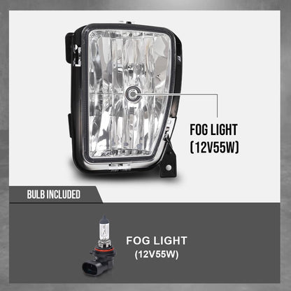 G-PLUS Fog Light Compatible With Dodge Ram 1500 Pickup 2013-2018,(NOT For Rebel Models),Driving Clear Fog Lamps w/Bulbs Pair