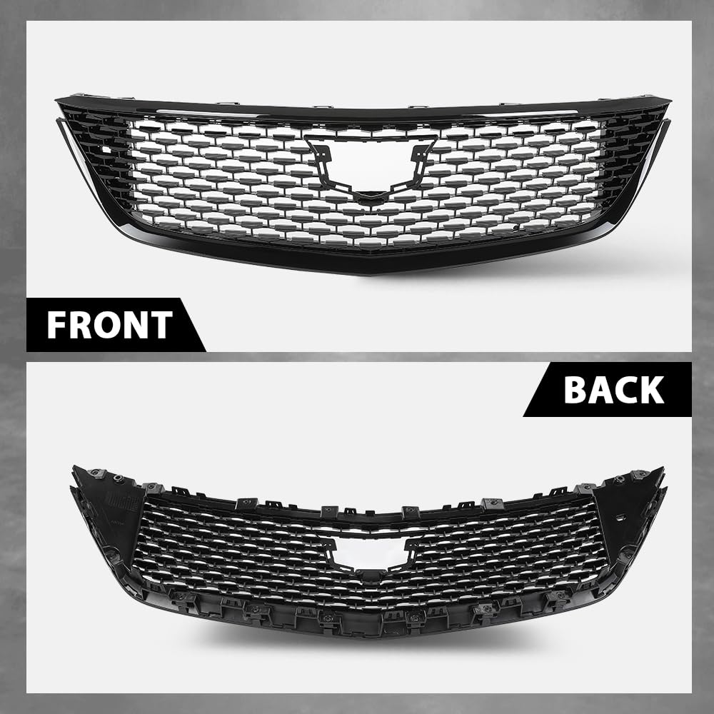 G-PLUS Front Bumper Hood Grille Grill Mesh Compatible with Cadillac CT5 2020-2023 Gloss Black