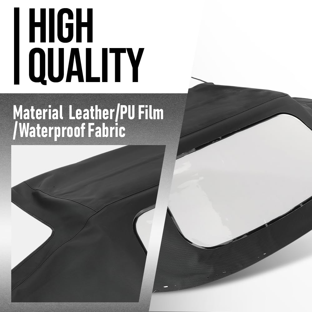 G-PLUS Convertible Soft Top w/Plastic Window Compatible with Mazda Miata 1990-2005 Black