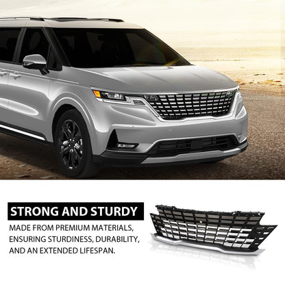 G-PLUS Front Upper Grille With Chrome Trim W/Camera Hole Compatible with Kia Carnival 2022-2024 86350R0110, 86350-R0110
