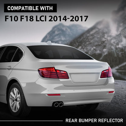 G-PLUS Pair Rear Bumper Reflector, Compatible with BMW 528i/ 535d/ 535i/ 550i/ ActiveHybrid 5 Base 2014-2016 for Models W/o M Package, LH Driver & RH Passenger 2PCS, 63147318555, 63147318556