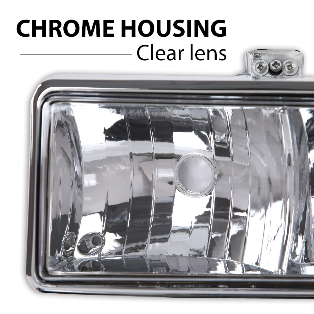 G-PLUS Headlights Assembly Fit Chevy S10 Pickup/Blazer 1998 1999 2000 2001 2002 2003 2004 Bumper Headlamps Clear Lens Chrome Housing Amber Reflector,faros delanteros