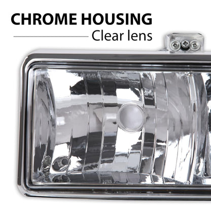 G-PLUS Headlights Assembly Fit Chevy S10 Pickup/Blazer 1998 1999 2000 2001 2002 2003 2004 Bumper Headlamps Clear Lens Chrome Housing Amber Reflector,faros delanteros
