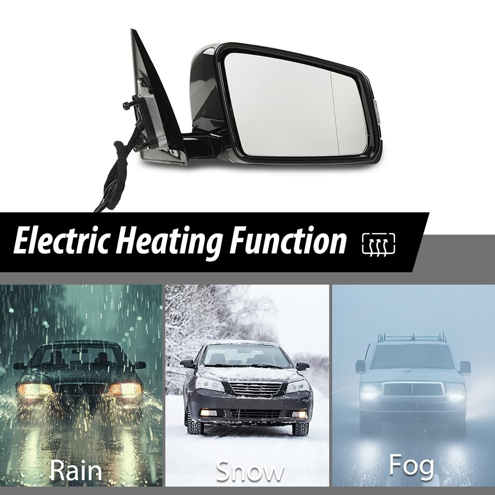 G-PLUS Mirror w/o Blind Spot Right Passenger Side Compatible with Benz E350 E400 E550 2010-2017/Fit Only 2 Doors Coupe/Not Fit 4 Doors Sedan 2078100776 Black