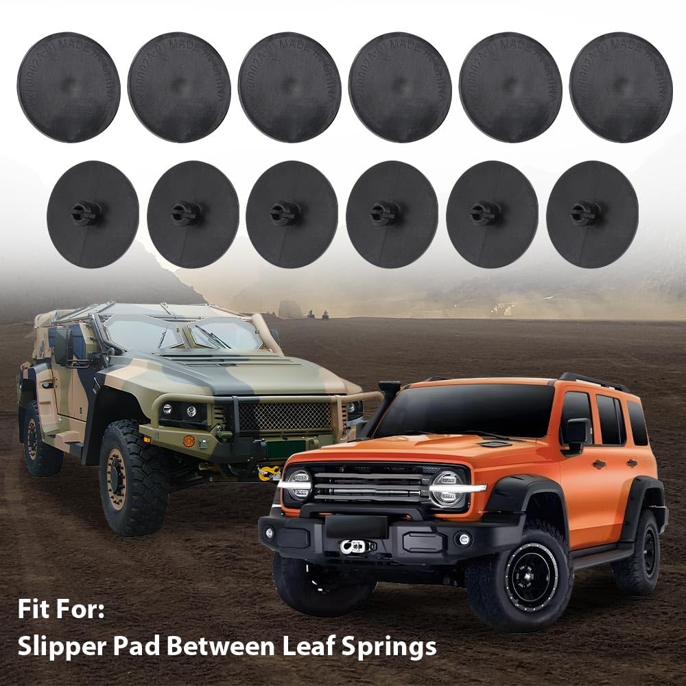 G-PLUS 12PCS 2" Leaf Spring End Tip Pad Compatible with Most Pickup Trucks, Anti Squeak Insert Cushion, Plastic Silencer Block Round