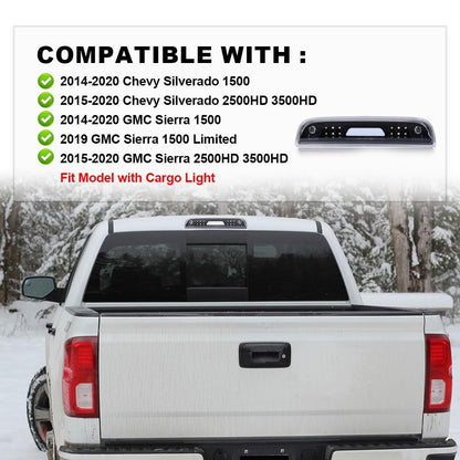 G-PLUS LED Third 3rd Brake Light Compatible with 2019 GMC Sierra 1500 Limited,Fit 2015-2020 GMC Sierra 2500HD 3500HD Third Tail Light Rear Cargo Lamp High Mount Stop light