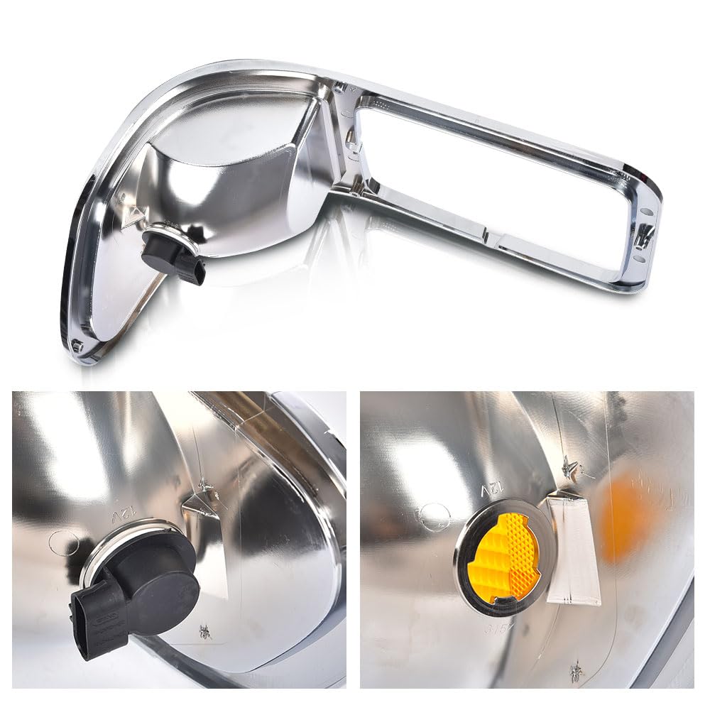 G-PLUS Front Headlight Bezels Compatible with Ford F650 F750 2000-2015 FO2520196, FO2521196, YC3Z13201AA, YC3Z13200AA Chrome Finish Headlamp Trim Frame