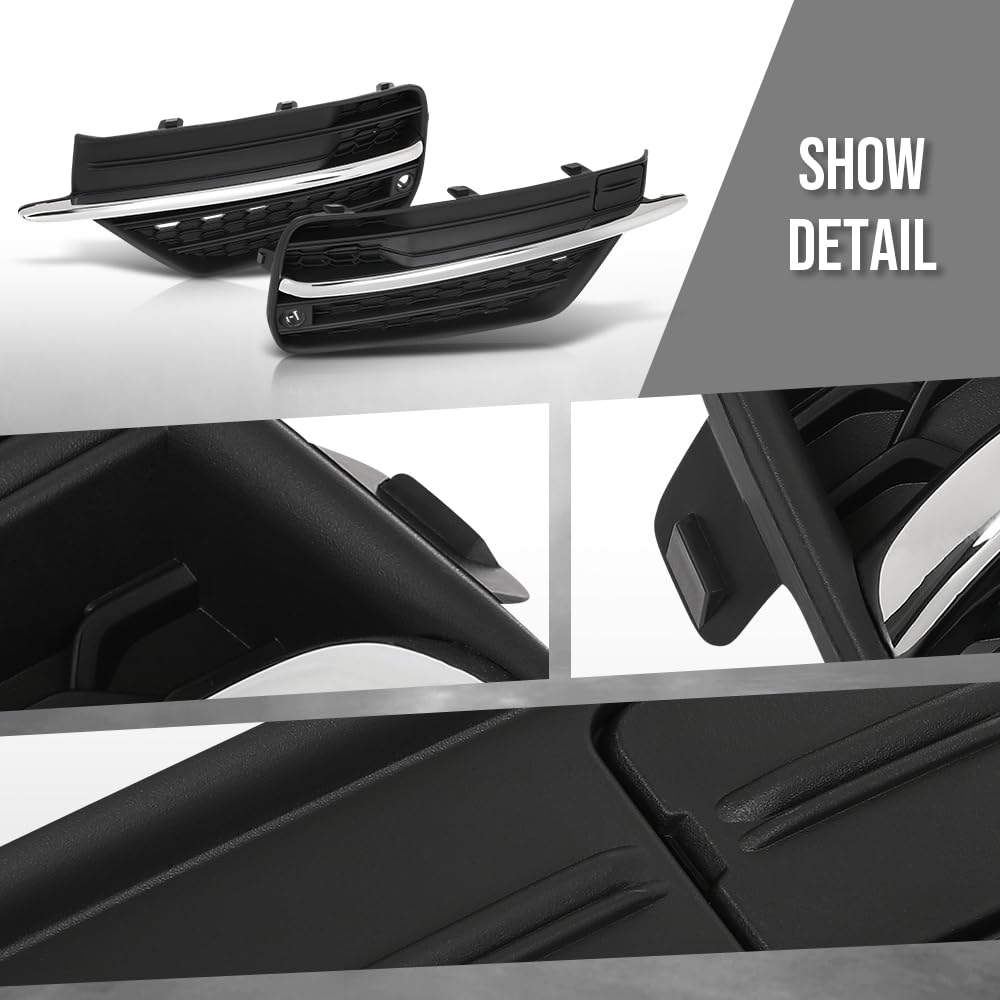 G-PLUS Fog Light Hole Cover Set Left & Right Side Compatible with Volvo XC90 2016 2017 2018 2019 313830440, 313830457 Chrome Black