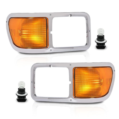 G-PLUS Front Headlight Bezels Compatible with Ford F650 F750 2000-2015 FO2520196, FO2521196, YC3Z13201AA, YC3Z13200AA Chrome Finish Headlamp Trim Frame