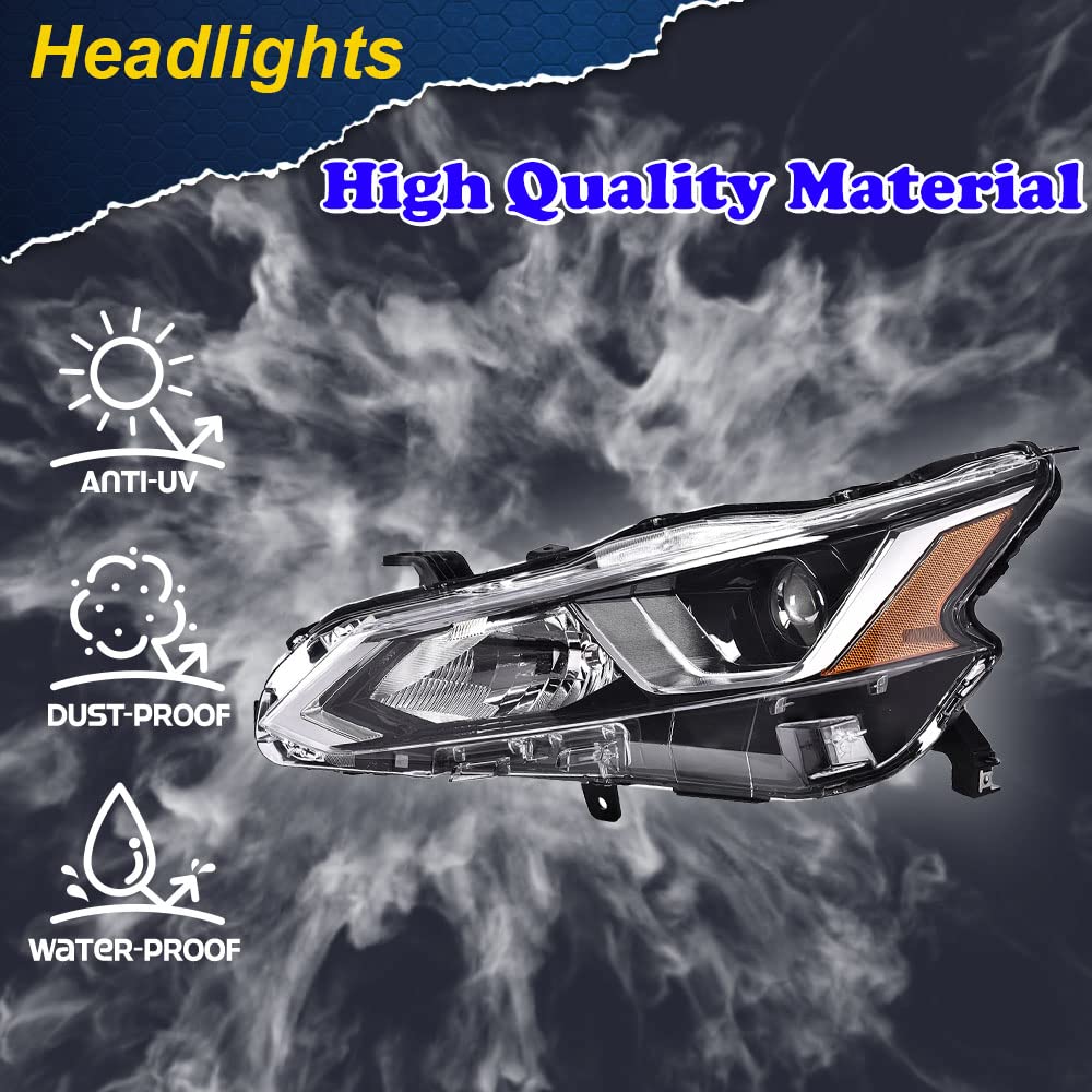 G-PLUS Projector Headlights,Fit 2019 2020 Nissan Altima 4-Door Sedan S SL SV SR ONE,(ONLY For Factory Halogen Headlights),Automotive Headlamps Chrome Housing,Driver Side(Left),faros delanteros
