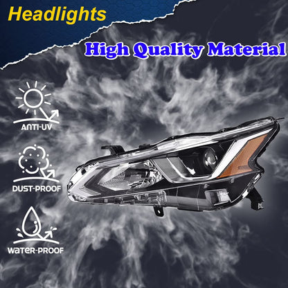 G-PLUS Projector Headlights,Fit 2019 2020 Nissan Altima 4-Door Sedan S SL SV SR ONE,(ONLY For Factory Halogen Headlights),Automotive Headlamps Chrome Housing,Driver Side(Left),faros delanteros