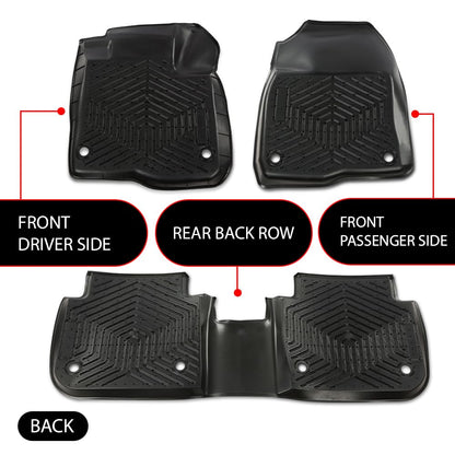 G-PLUS Floor Mats 3PCS Compatible with Honda CRV 2023 2024 2025(Include Hybird), TPE All Weather Full Cover Protection 3 Piece Black