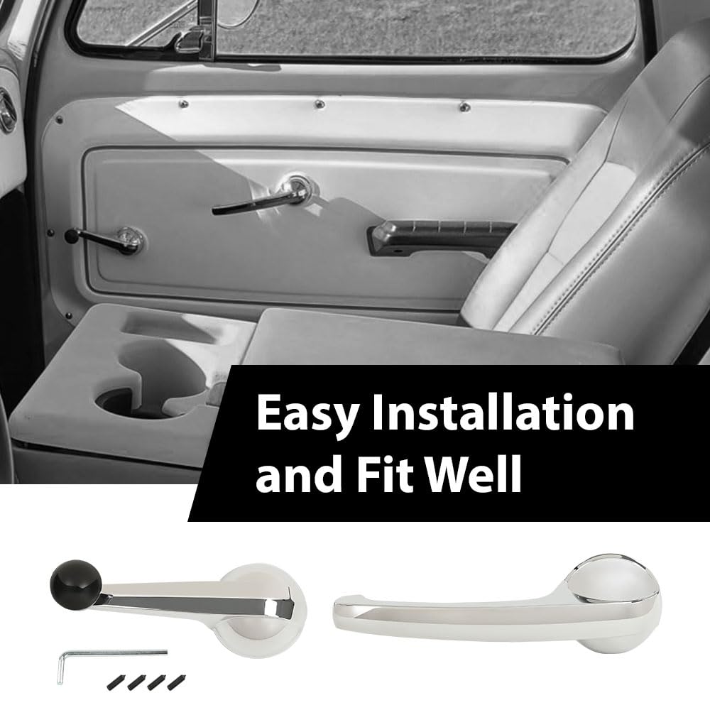 G-PLUS Inside Door Handles and Window Cranks Set Compatible with Chevy & GMC Truck 1947-1966 Chrome