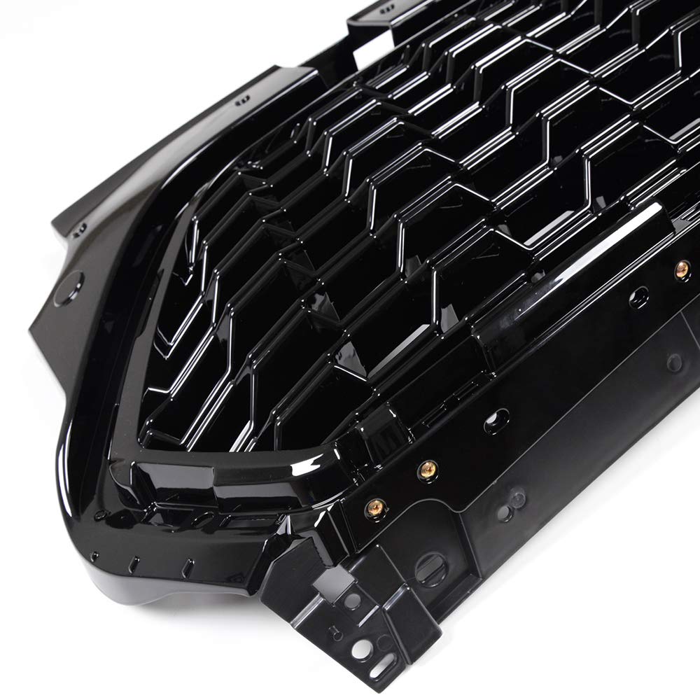 Honeycomb Front Bumper Grille Compatible with Ford Escape 2017-2018 Exterior Grill Glossy Black Protected Grille Guards With Honeycomb Mesh Style