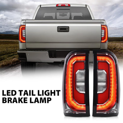 G-PLUS LED Tail Light Lamp w/Bulbs Pair Compatible with GMC Sierra 1500 2016-2018/Fit GMC Denali 1500 2016-2018/Fit GMC Sierra 1500 Limited 2019, Luces Traseras Rear Brake Lamps Assembly