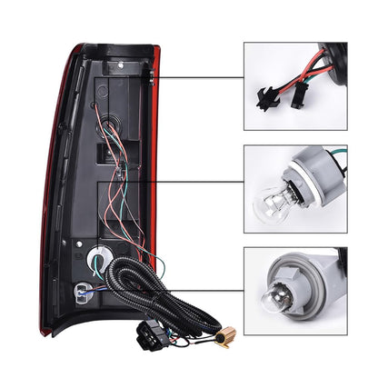 G-PLUS LED Tail Lights Assembly w/Wiring Harness & White light Bar Compatible with Chevy Silverado 1500 2500 2003-2006 Left & Right Rear Brake Lamps, GM2800174 GM2801174, Red Lens Clear Housing