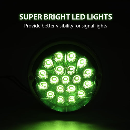 G-PLUS Green Lens White LED Light Marker Turn Signal Light Lamp w/Base Universal