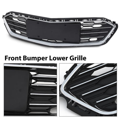 G-PLUS Honeycomb Grille Mesh Assembly Compatible with Chevy Cruze 2016-2018 Black Covers Automotive Car Front Bumper Lower