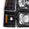 G-PLUS Headlights Assembly w/Bulbs Fit Chevy Suburban C1500 C2500 K1500 K2500 1994-1999, Fit GMC C2500 K2500 1994-2000, Left & Right Headlamps Assembly, Clear Lens Black Housing Amber Reflector