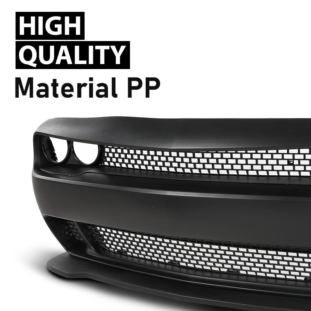 G-PLUS Front Bumper Kit Cover & Grille & Lip & Fog Light Covers Compatible with Dodge Challenger Hellcat Style 2015-2023 Full Bumper Replacement, Not Fit Demon Models