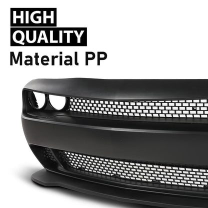 G-PLUS Front Bumper Kit Cover & Grille & Lip & Fog Light Covers Compatible with Dodge Challenger Hellcat Style 2015-2023 Full Bumper Replacement, Not Fit Demon Models