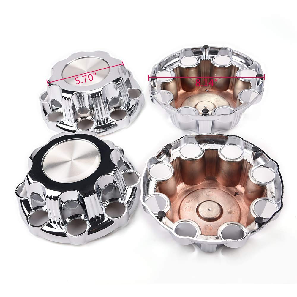 Wheel Center Caps 8 Lugs (Set of 4) Best for 16'' Van & Truck Rim Wheels Compatible for Chevy Silverado Suburban Avalanche GMC Sierra Yukon 1500 2500 - Chrome Black Replacement Hub Cover 5079