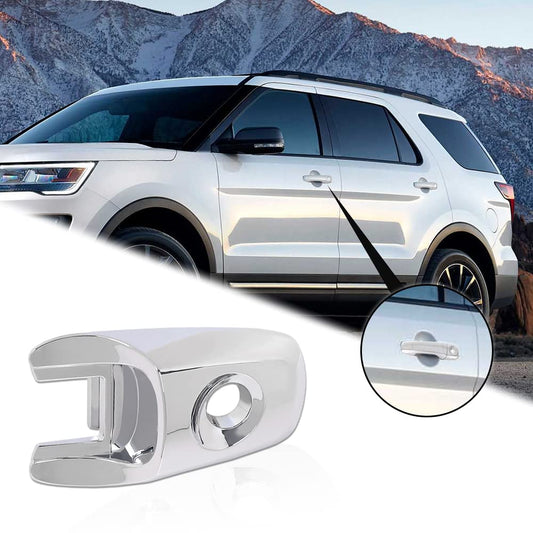 G-PLUS 1PC Front Driver Chrome Exterior Door Handle Lock Cylinder Cap Compatible with 2011-2019 Ford Explorer Silver