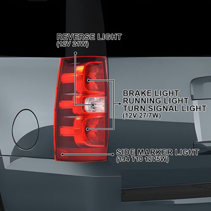 G-PLUS Tail Lights Brake Lamps w/Harness,Compatible with Chevy Suburban 1500 2007-2014/Fit Chevy Suburban 2500 LTZ 2007,Left and Right Luces Traseras Rear Brake Lamps Assembly Faros Traseros