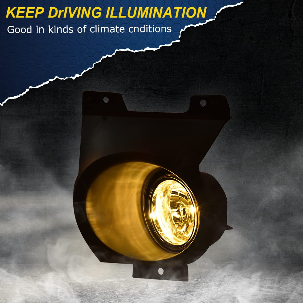 G-PLUS Bumper Fog Lights Compatible With 2011-2014 Ford F150, (NOT For SVT Raptor Models),Driving Fog Lamps w/Switch/Bracket/Bulbs Pair (Yellow lens)