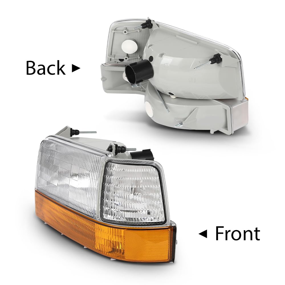 G-PLUS 6PCS Set Headlights Assembly Front Headlamp Corner/Side Signal Lights Compatible with Ford Bronco F150 1992-1996, Fit Ford F250 F350 1992-1997 FO2521114, FO2550110, FO2551108, FO2520116