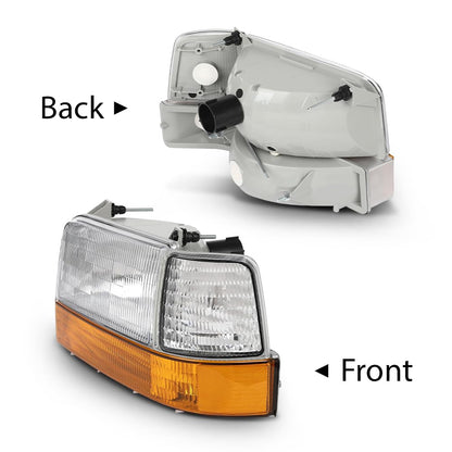 G-PLUS 6PCS Set Headlights Assembly Front Headlamp Corner/Side Signal Lights Compatible with Ford Bronco F150 1992-1996, Fit Ford F250 F350 1992-1997 FO2521114, FO2550110, FO2551108, FO2520116
