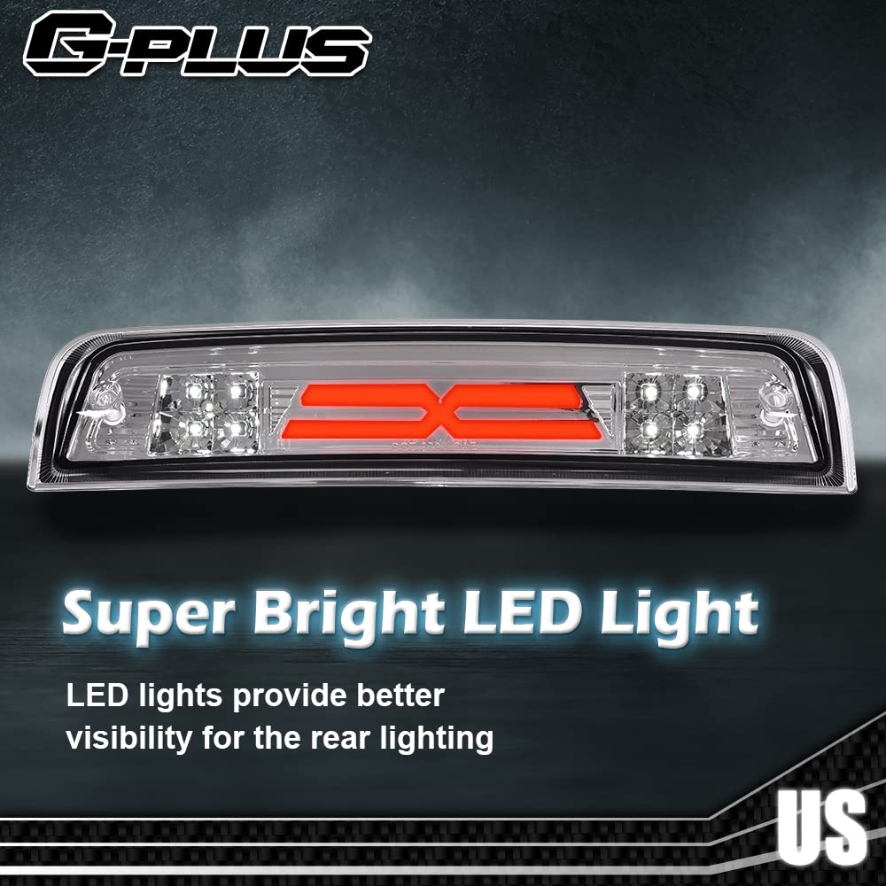 G-PLUS 3D LED Bar Truck Third 3rd Tail X Brake Light Compatible With 2009-2010 Dodge Ram 1500 2011-2017 Ram 1500 2500 3500 55372082AE 55372082AF High Mount Stop light