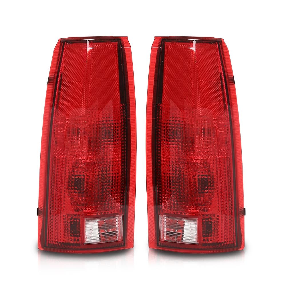 G-PLUS Tail Lights Assembly Rear Brake Lamp Pair w/o Connector Circuit & Bulb Compatible with Chevy GMC Silverado Sierra C/K 1500 2500 3500 1988-1999 GM2800104 Luces Traseras