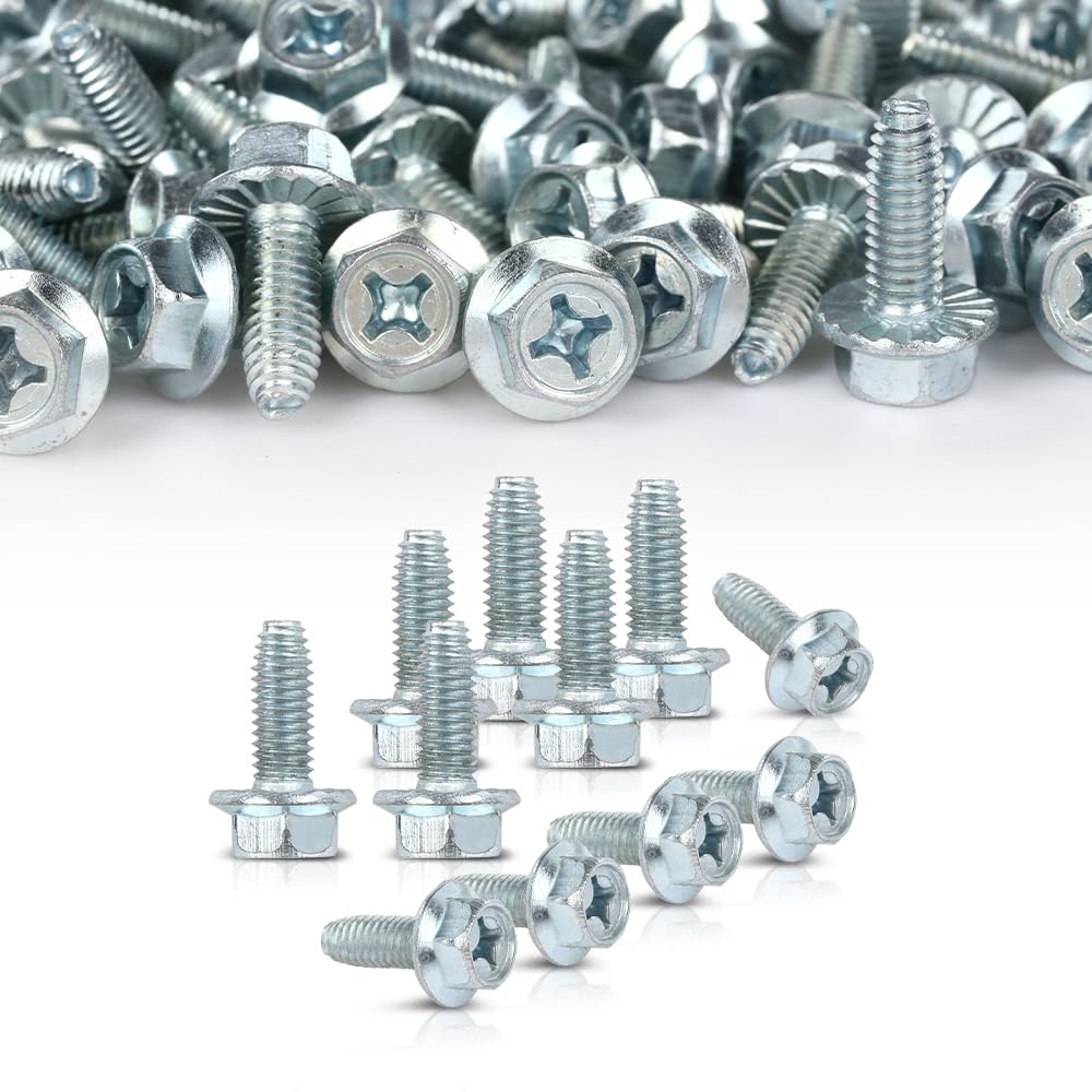 G-PLUS 100 License Plate Screws Compatible with Most Vehicles,#14x 3/4" (#1620), Hex/Phillips/Flat