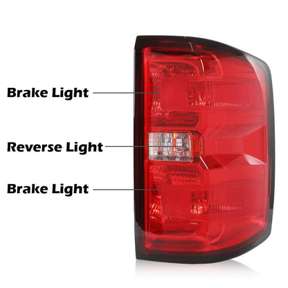 G-PLUS Tail Lights Assembly W/o Bulbs Red Lens Compatible with Chevy Silverado 2014-2019/Fit GMC Sierra 2015-2019 Right Passenger Side Tail Lamps Brake Lamp Luces Traseras Rear Brake Lamps Assembly