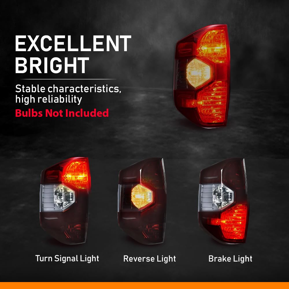 G-PLUS Rear Tail Lights Compatible with Toyota Tundra 2014-2021 Brake Lamps Driver and Passenger Luces Traseras, Faros Traseros,Smoked Lens Chrome Housing 815500C100 Rear Brake Lamps Assembly