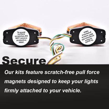 G-PLUS Universal 12V Magnetic Towing Light Kit Tail Lights Turn Signal Lamp Kit 20' 55lb Magnetic Strength, Red & Amber