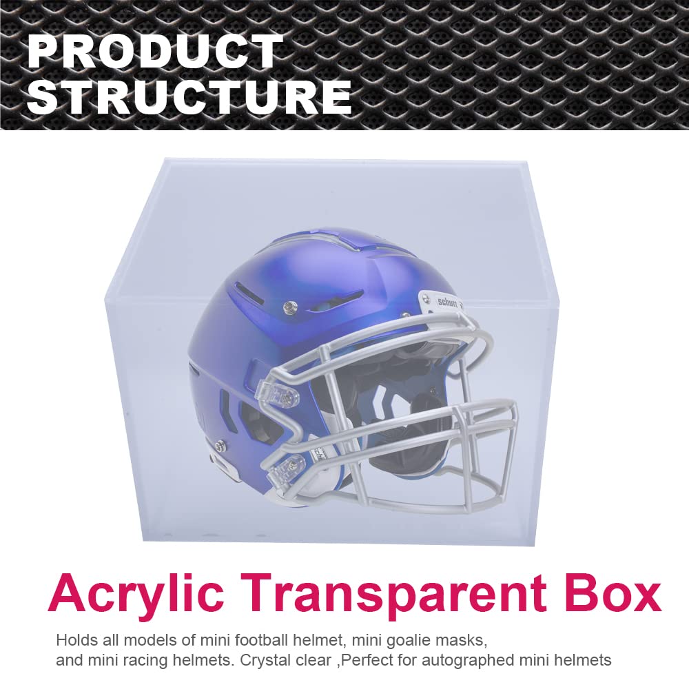 G-PLUS Mini Helmet Display Case Acrylic Football Baseball Helmet Cases Sports Souvenirs and Collectibles Box Clear