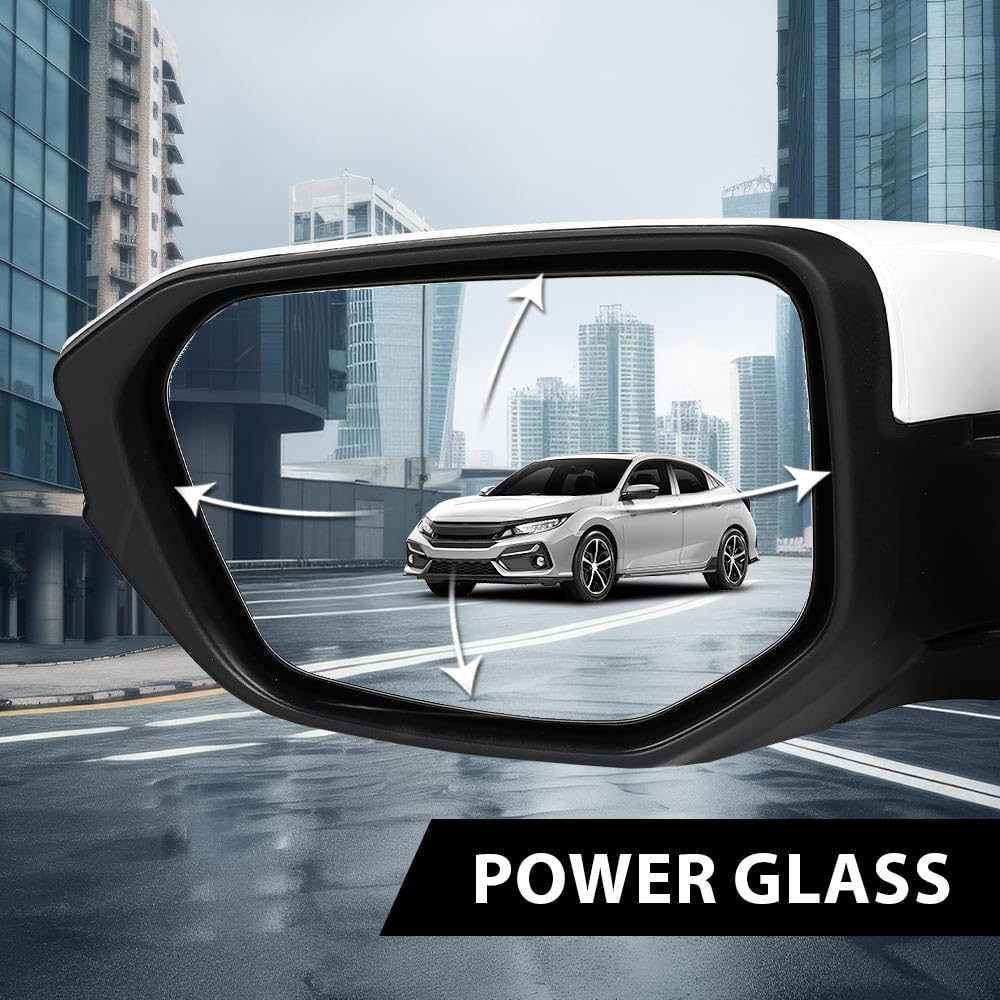 G-PLUS Power Mirror w/ 3-Pin Left Driver Side Compatible with Honda Civic DX 2016-2020/Fit Honda Civic LX 2015-2021 Manual Folding 76208TBAA03ZA-PFM 76208TBAC03ZA-PFM White