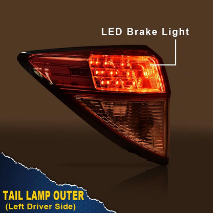 G-PLUS Tail Light Compatible With 2016 2017 2018 Honda HR-V EX/LX/EX-L Sport Utility 4-Door Sedan,(NOT Have the Side Light),Automotive Outer Brake Rear Lamp, Driver Side (Left) Luces TraserasAssembly