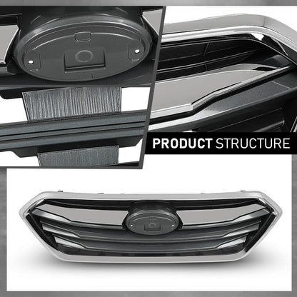 G-PLUS Front Bumper Grille Grill Assembly Black Shell Silver Insert Compatible with Subaru Legacy 2018-2019 91121AL19A