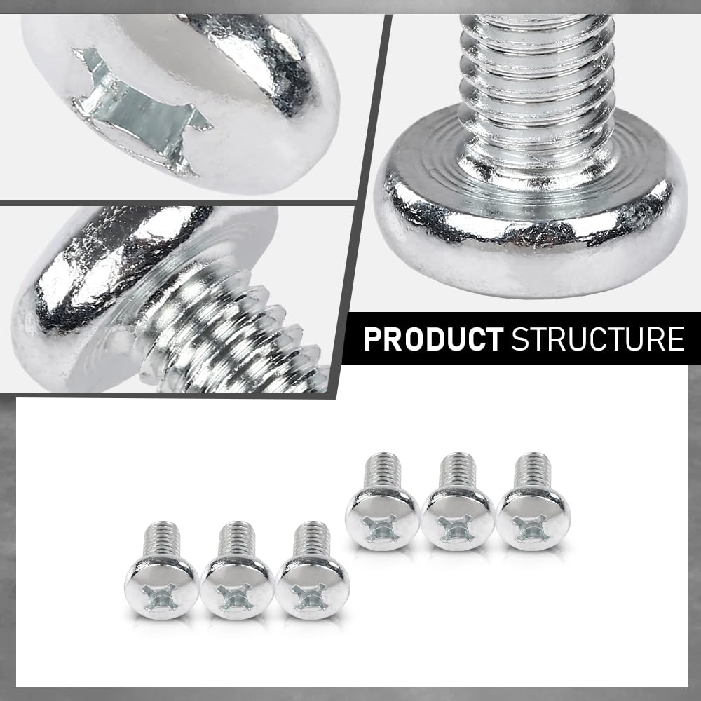 G-PLUS 100 License Plate Screws Compatible with Most Vehicles,Fit Benz Audi Japanese | 6mm x 12mm, #2136