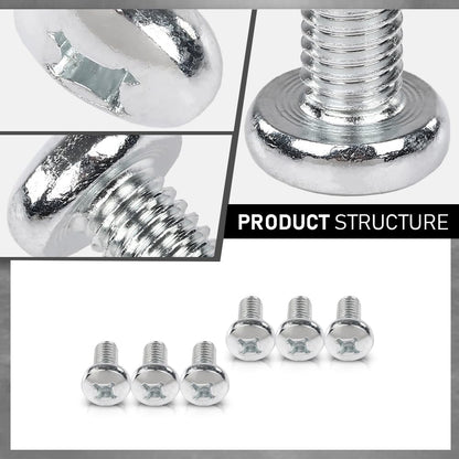 G-PLUS 100 License Plate Screws Compatible with Most Vehicles,Fit Benz Audi Japanese | 6mm x 12mm, #2136