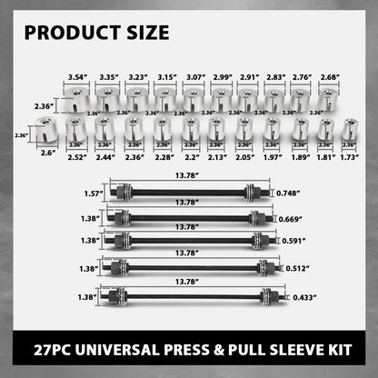 G-PLUS Universal Press & Pull Sleeve Kit Bush Bearing Removal Insertion Tool Set Compatible with Cars, LGV and HGV Silver