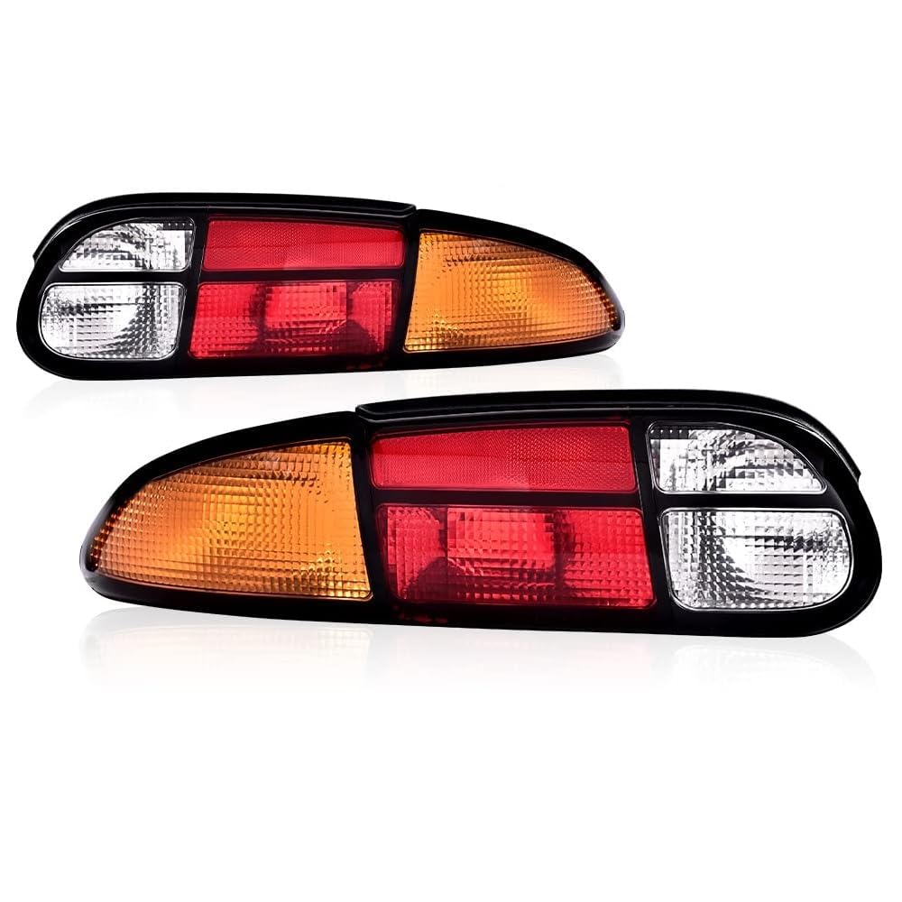 G-PLUS Tail Light Compatible with Chevy Camaro 1993-2002(3 PLUG),NOT Fit 2-Door Tail Lamps Yellow & Red & Clear Lens Halogen Black Housing 5976519 5976520 Luces Traseras Rear Brake Lamps Assembly