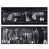G-PLUS Headlights Assembly w/Bulbs Fit Chevy Suburban C1500 C2500 K1500 K2500 1994-1999, Fit GMC C2500 K2500 1994-2000, Left & Right Headlamps Assembly, Smoky Lens Black Housing Clear Reflector