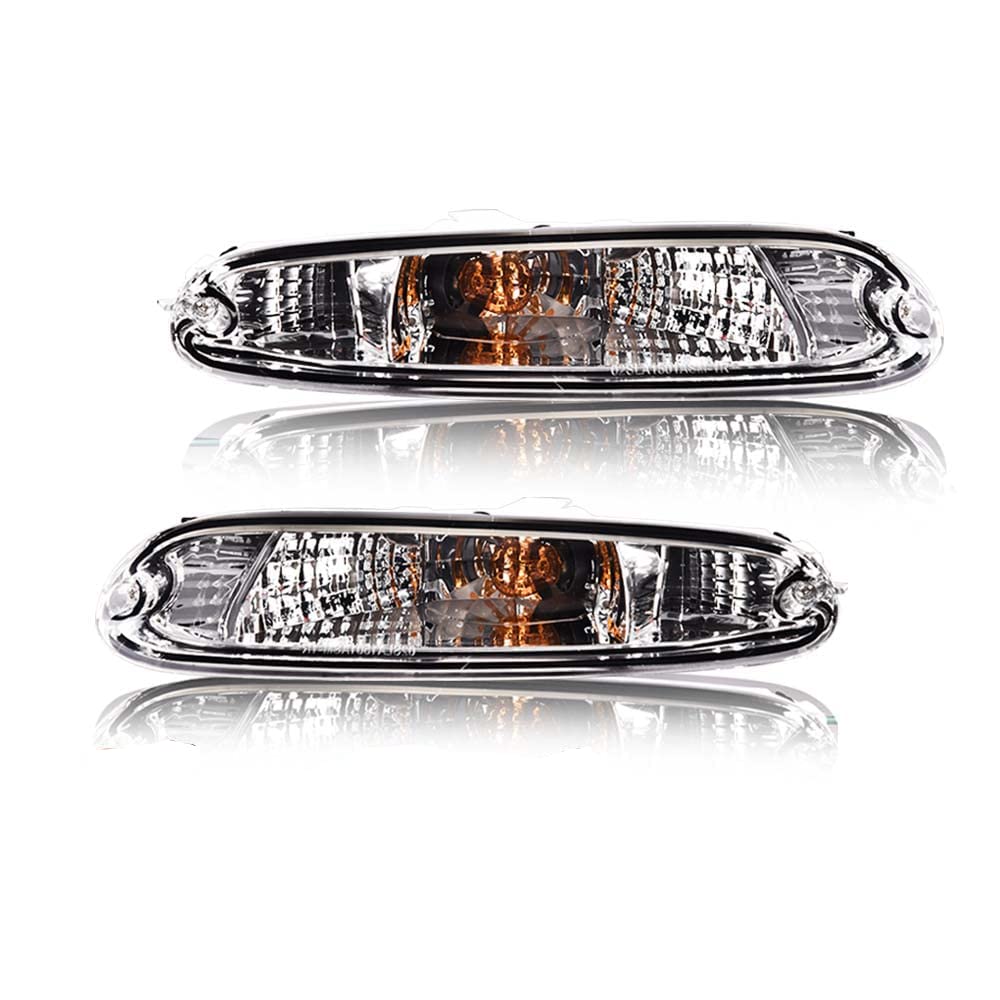 G-PLUS Front Bumper Signal Lights Compatible With 1990-1997 Mazda MX-5 Miata,Driver & Passenger Side Bumper Mounted Marker Signal Parking Light (Clear lens Chrome Housing Amber Reflector)