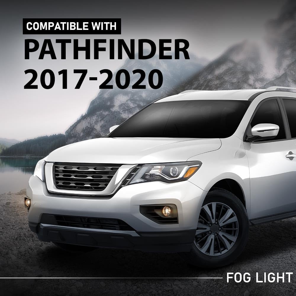 G-PLUS Fog Lights Bumper Lamps Assembly & Wiring Harness Compatible with Nissan Pathfinder 2017-2020 261509B90E, 261509B90E