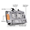 G-PLUS LED Tube Dual Projector Headlights, Compatible with 2007-2014 Chevy Tahoe/Suburban Bumper Headlamps Assembly, Clear Lens Chrome Housing Amber Reflector,faros delanteros